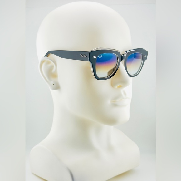Ray-Ban State Street Women’s Sunglasses RB2186 Black Transparent frame Blue Lens main image 15